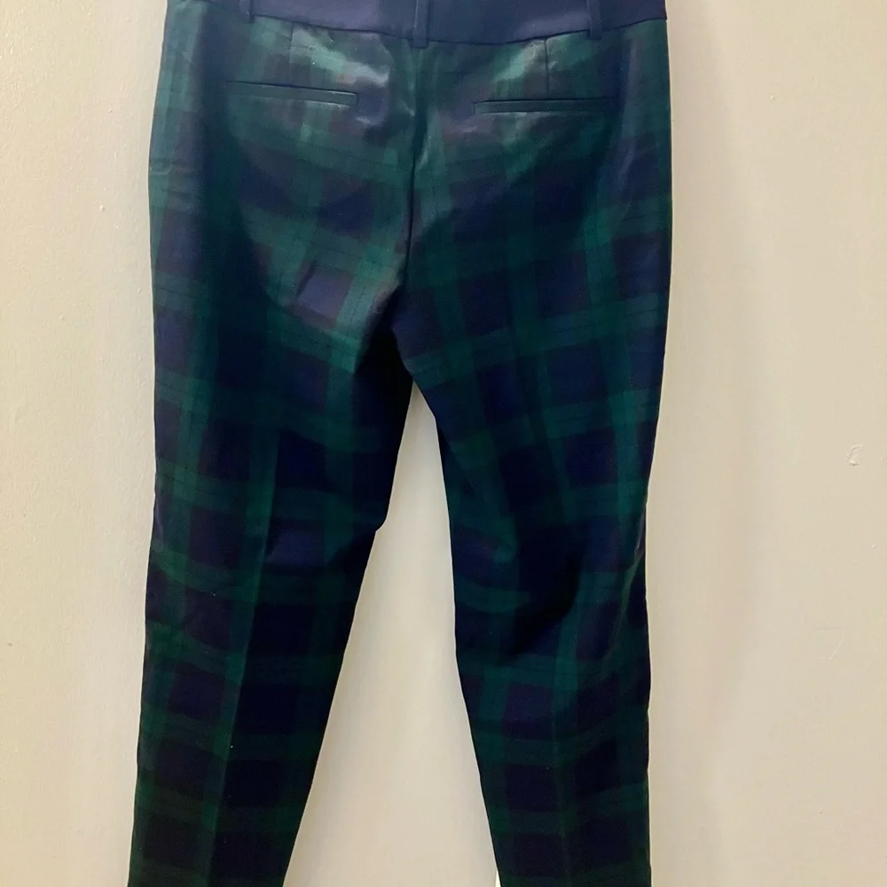 LOFT Green & Navy Plaid Cropped Pants - Picture 5 of 5
